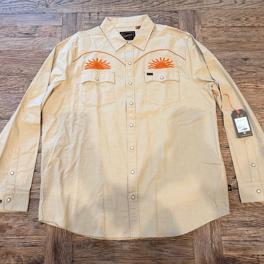 Howler Bros Crosscut Deluxe Snap Shirt XL NWT El Sol Gold $119 Retail